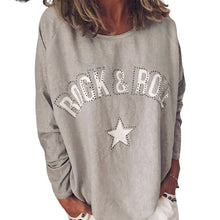 Laden Sie das Bild in den Galerie-Viewer, Damen-Sweatshirt mit Sterndruck und Rundhalsausschnitt