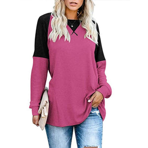 Langarm-T-Shirt mit Rundhalsausschnitt und Farbblock