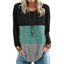 Laden Sie das Bild in den Galerie-Viewer, Kontrastierendes Langärmliges T-Shirt mit Rundhalsausschnitt