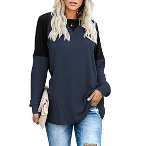 Langarm-T-Shirt mit Rundhalsausschnitt und Farbblock