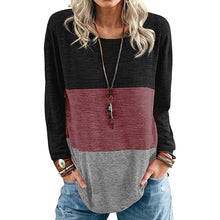 Laden Sie das Bild in den Galerie-Viewer, Kontrastierendes Langärmliges T-Shirt mit Rundhalsausschnitt