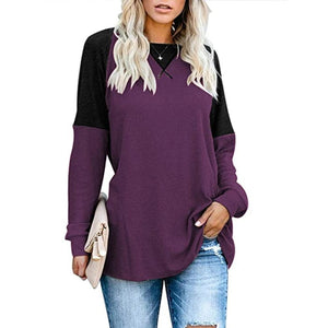 Langarm-T-Shirt mit Rundhalsausschnitt und Farbblock