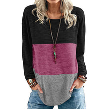 Laden Sie das Bild in den Galerie-Viewer, Kontrastierendes Langärmliges T-Shirt mit Rundhalsausschnitt
