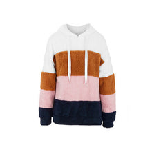 Laden Sie das Bild in den Galerie-Viewer, Kontrastfarbenes Kapuzen-Sweatshirt mit Kordelzug
