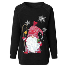 Laden Sie das Bild in den Galerie-Viewer, Lockeres Sweatshirt mit Weihnachtsmann-Schneeflockendruck