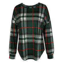Laden Sie das Bild in den Galerie-Viewer, Rundhals-Langarm-Karo-Sweatshirt