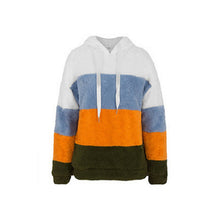 Laden Sie das Bild in den Galerie-Viewer, Kontrastfarbenes Kapuzen-Sweatshirt mit Kordelzug