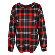Laden Sie das Bild in den Galerie-Viewer, Rundhals-Langarm-Karo-Sweatshirt