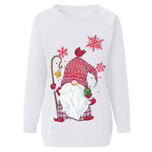 Laden Sie das Bild in den Galerie-Viewer, Lockeres Sweatshirt mit Weihnachtsmann-Schneeflockendruck