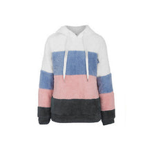 Laden Sie das Bild in den Galerie-Viewer, Kontrastfarbenes Kapuzen-Sweatshirt mit Kordelzug